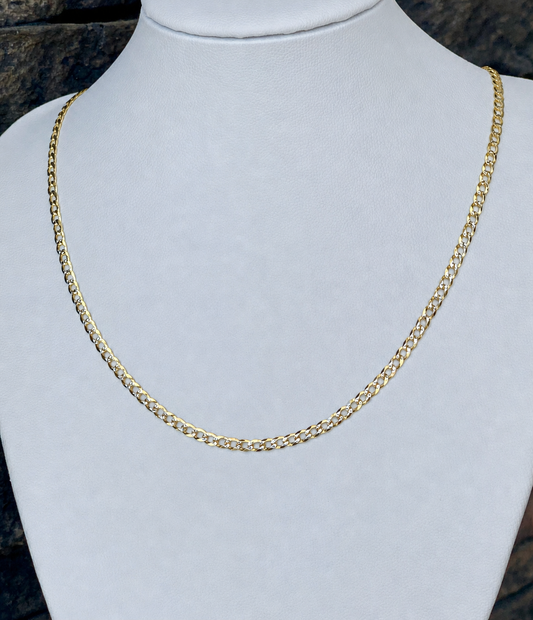Curb Link "Ice" Chain, Sterling Silver GP