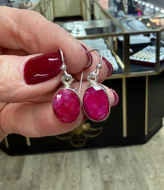 Natural Artisan-Grade Ruby Earrings SS