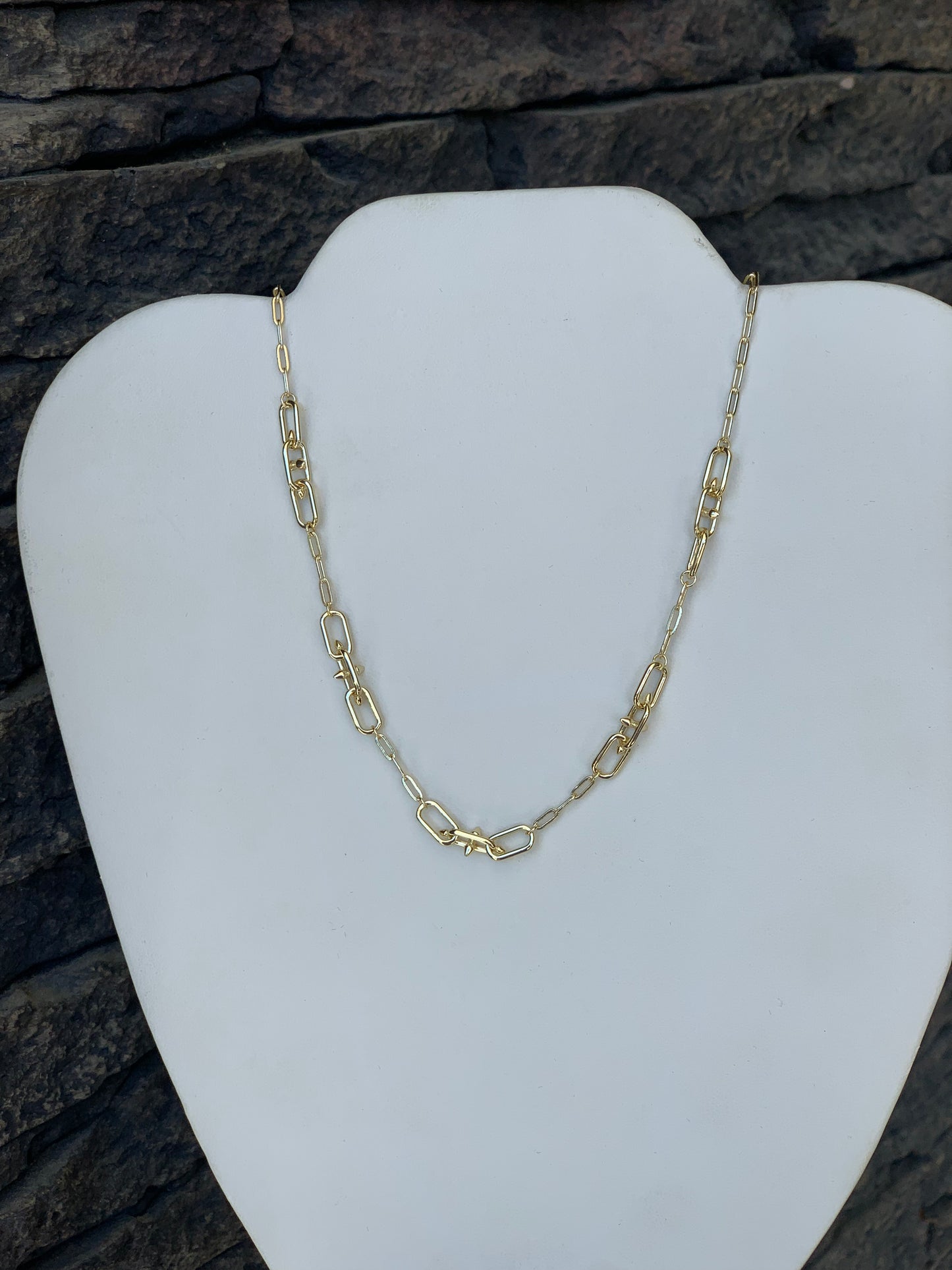 Vermeil Crossbar Paperclip Necklace — Yellow Gold Plated 925 Sterling Silver | 18"