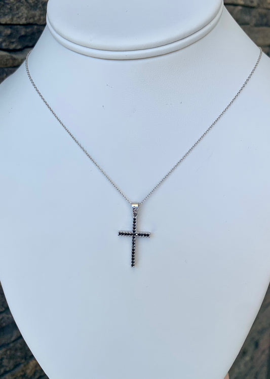 Double Sided Cross Necklace CZ SS