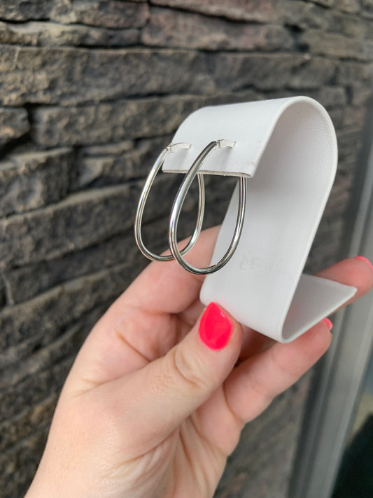 Sterling Silver Elongated Hoops