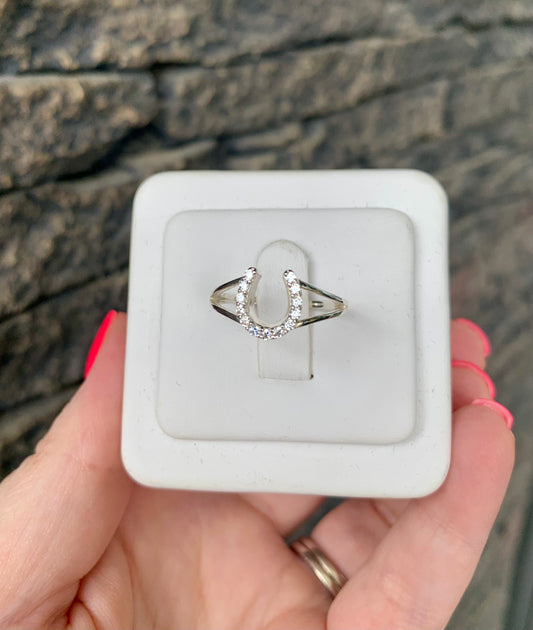 Sterling Silver CZ Horseshoe Ring