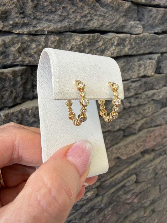 1/2 ctw Lab Grown Diamond Hoop Earrings — Bezel Set | Vermeil 925 Sterling Silver | 19mm | Post Back