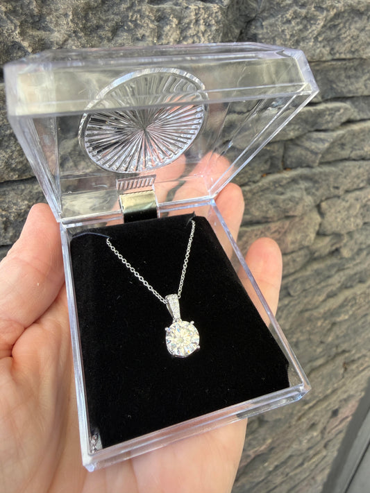 2.0ct Moissanite Solitaire Pendant — 925 Sterling Silver | 18" Chain