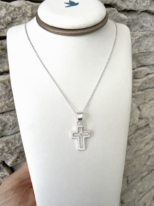 Mustard Seed Cross Necklace — 925 Sterling Silver | 18" Chain
